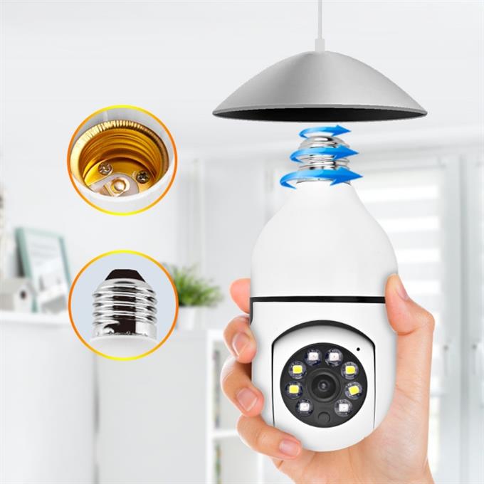 Akıllı Kablosuz IP Kamera Wifi 360 Derece Hareketli Gece Görüş Ses Kayıtllı Ampul Kamera Güvenlik Kamerası