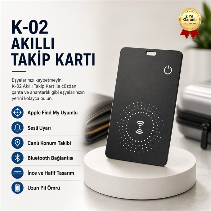 Akıllı Takip Kartı Apple Find My Uyumlu Bluetooth Eşya Bulucu Cüzdan Çanta Valiz Konum Takibi