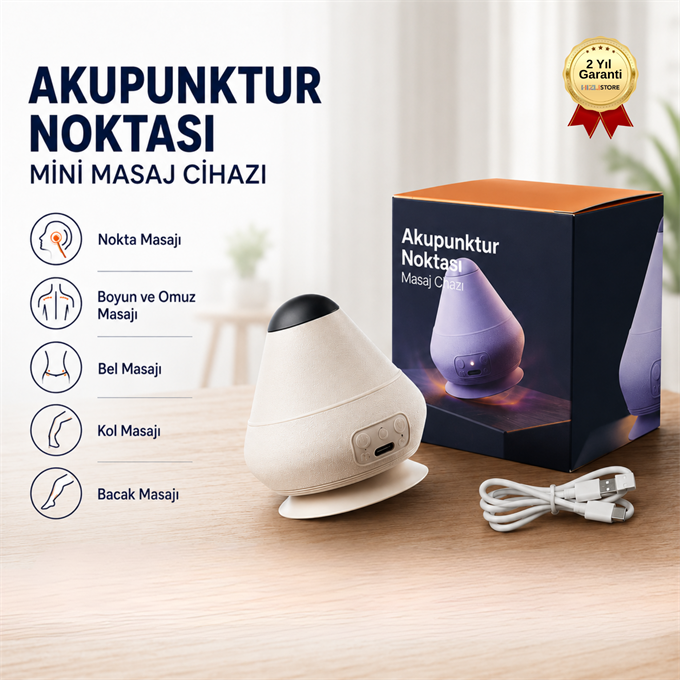 Akupunktur Noktası Mini Masaj Cihazı Şarjlı Taşınabilir Boyun ve Vücut Masaj Aleti
