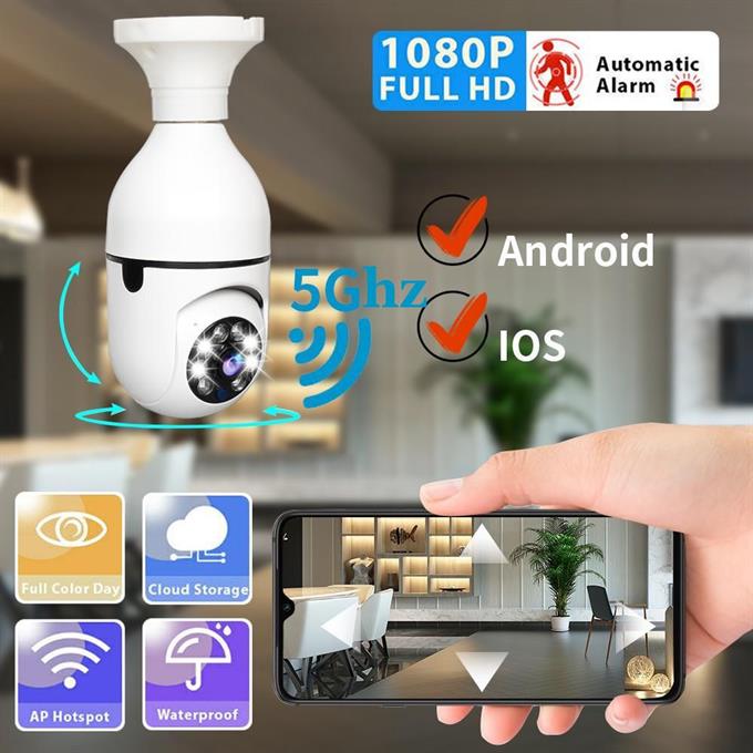Akıllı Kablosuz IP Kamera Wifi 360 Derece Hareketli Gece Görüş Ses Kayıtllı Ampul Kamera Güvenlik Kamerası