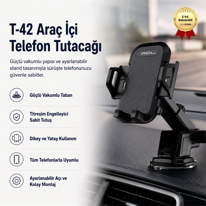 Araç İçi Telefon Tutacağı Vakumlu Sabit Stand Güçlü Tutuculu Kayıp Önleyici Aparat Tutucu
