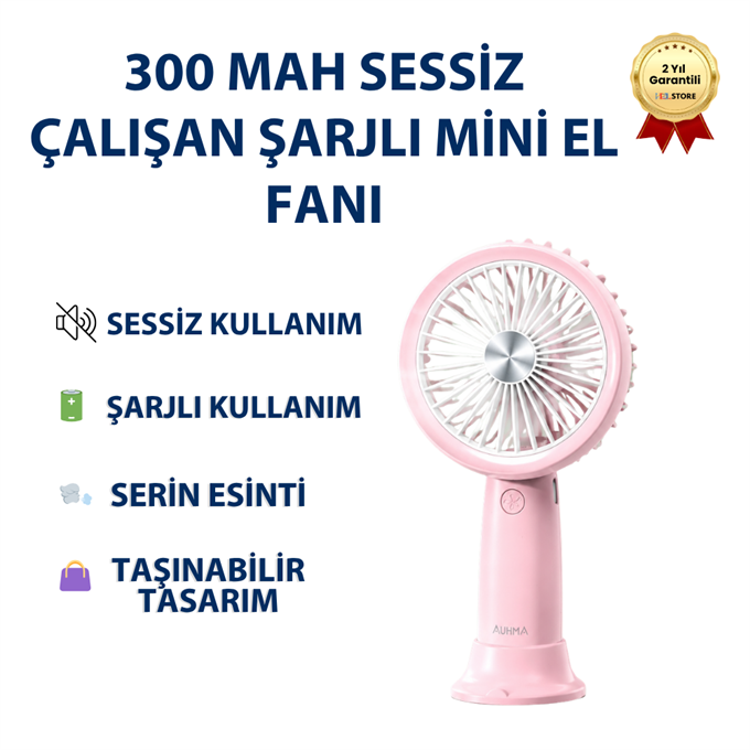 AUFN06 300mAh Sessiz Çalışan Taşınabilir Şarjlı Mini El Fanı