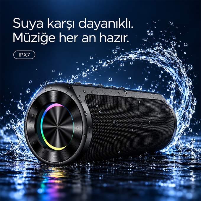 BEAT 60W Su Geçirmez ipx7 Bluetooth AUX Sd Card Usb Yüksek Ses Kaliteli Hoparlör RGB Speaker