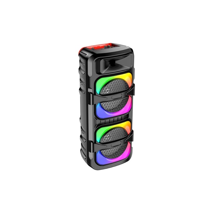 Çift 8 İnç Bass Bluetooth Karaoke Parti Hoparlörü – RGB Işıklı Taşınabilir DJ Speaker, FM Radyo, USB/TF Destekli
