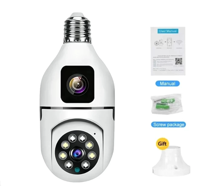 CMR 40 Çift Kameralı 4K FULL HD Hareket Sensörlü  Bağlantılı 360 Derece Başlıklı Güvenlik Kamerası