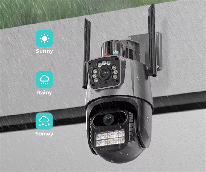 CMR 50 Çift Kameralı 8MP IP66 Su Geçirmez Dış Mekan Uyumlu Alarmlı Telefon Uygulamalı Güvenlik Kamerası