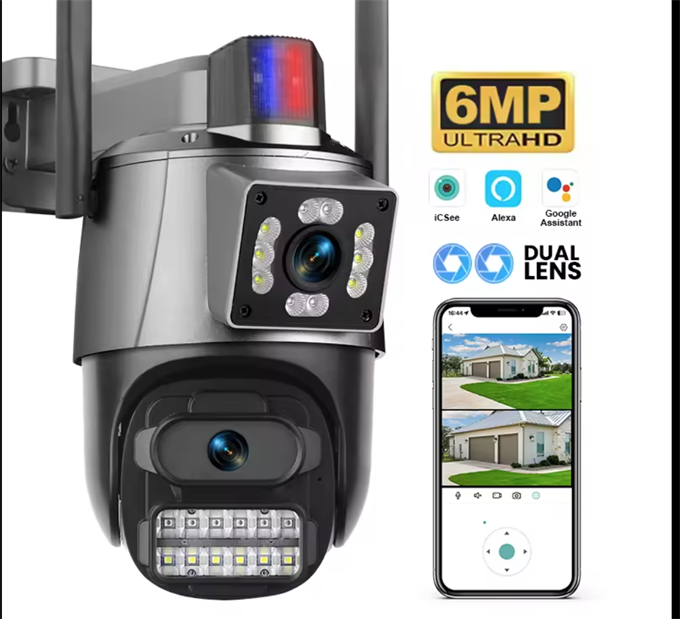 CMR 50 Çift Kameralı 8MP IP66 Su Geçirmez Dış Mekan Uyumlu Alarmlı Telefon Uygulamalı Güvenlik Kamerası