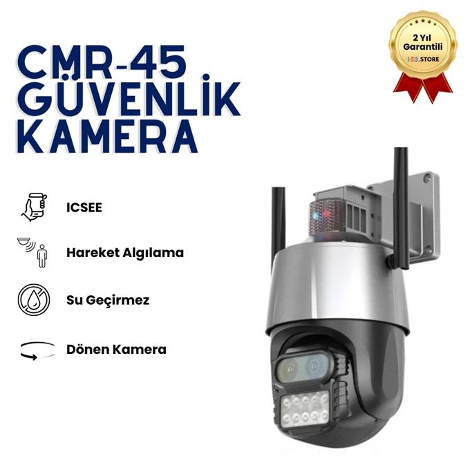 CMR45 4MP Ultra HD Kablosuz Güvenlik Kamerası, 360° Dönebilen Wi-Fi Kamera, Gece Görüş, Hareket Algılama, 2 Yönlü Ses, Uzaktan İzleme | HZLSTORE
