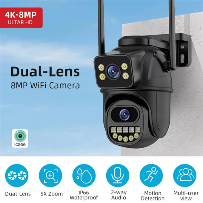 CMR64 Kablosuz güvenlik IP kamera 4K 8MP HD çift Lens Hareket Algılayıcı Akıllı Sensörlü Güvenlik Kamerası  