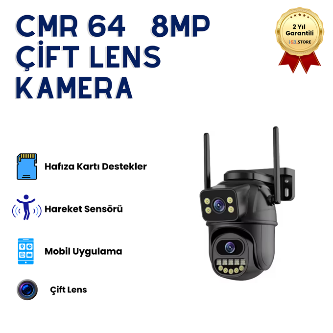 CMR64 Kablosuz güvenlik IP kamera 4K 8MP HD çift Lens Hareket Algılayıcı Akıllı Sensörlü Güvenlik Kamerası  