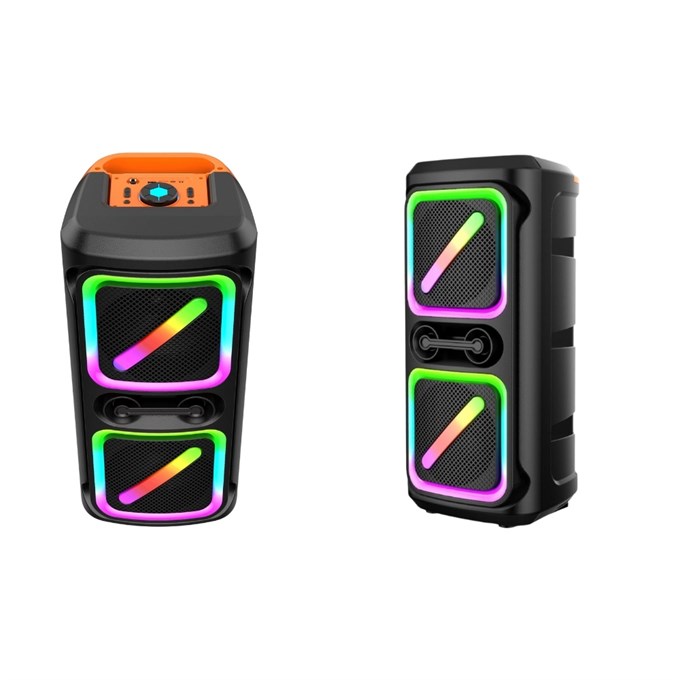 CS-8606    RGB LED Işıklı Kablosuz Bluetooth Hoparlör Çift 8 İnç Taşınabilir Karaoke Parti Speaker 