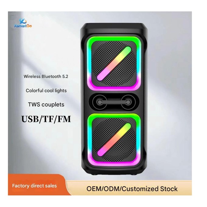 CS-8606    RGB LED Işıklı Kablosuz Bluetooth Hoparlör Çift 8 İnç Taşınabilir Karaoke Parti Speaker 