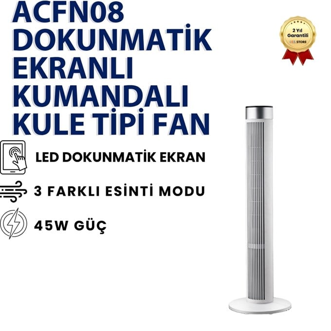 Dokunmatik Ekranlı Kumandalı Kule Tipi Vantilatör 