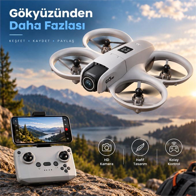 Drone Gri HD Kameralı 360° Dönüşlü taşınabilir T1 Drone