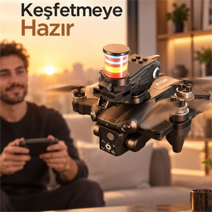 Drone WiFi HD Çift Kameralı Fırçasız Motorlu Katlanabilir Frizbi (Uçan Disk) Fırlatma Özellikli K22 Drone