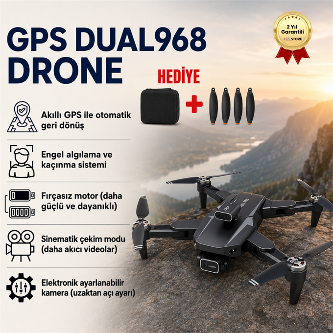 Dual Kamera Engel Aşabilen Çift Kameralı Drone – Yüksek Çözünürlüklü Havadan Görüntüleme Uzun Uçuş Kumandalı Mobil Uygulama