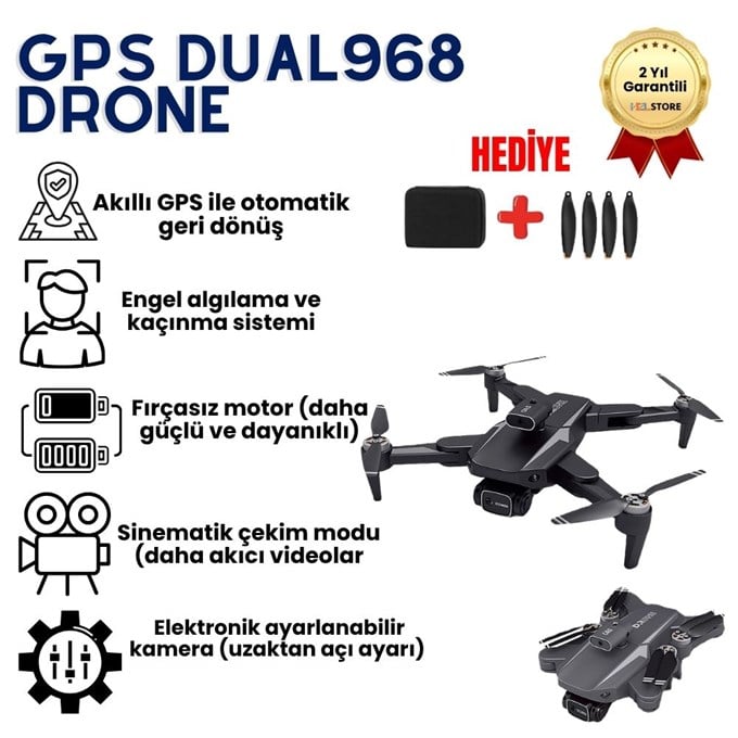 Dual Kamera Engel Aşabilen Çift Kameralı Drone – Yüksek Çözünürlüklü Havadan Görüntüleme Uzun Uçuş Kumandalı Mobil Uygulama