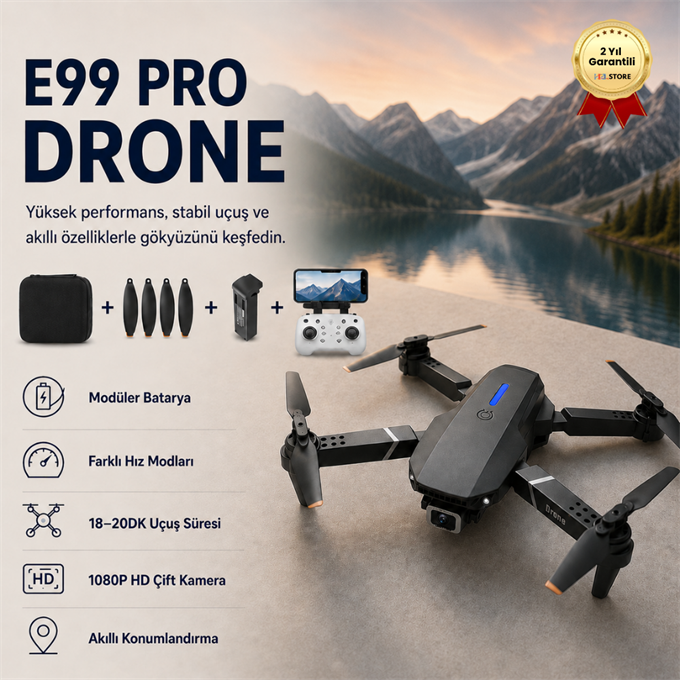 E99 PRO Yarış Drone ile 1080P HD Çift Kamera Profesyonel Uzun Mesafe Mini Uzaktan Kumandalı Uygulama