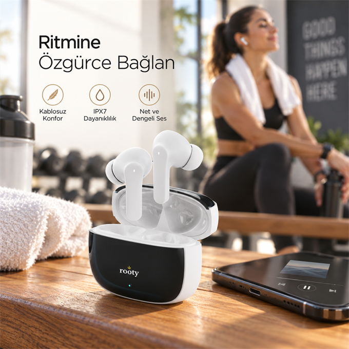 Echo Bluetooth Kulakiçi Kulaklık Yüksek Ses Kalitesi + Kaliteli Mikrofon IPX7 Uzun Pil Ömrü Apple
