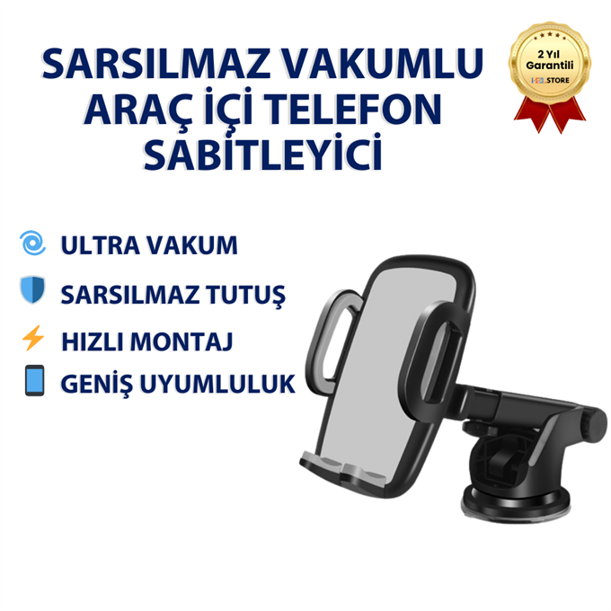  EIMA HE-20 Ultra Güçlü Vakumlu 360° Döner Başlıklı Sarsılmaz Araç Telefon Tutucu