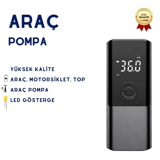 Ergonomik Taşınabilir Oto Hava Komprasör Pompası Araba, Motosiklet ve Bisiklet 