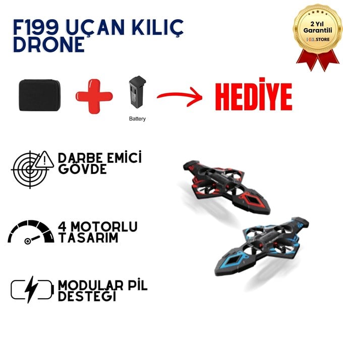 F199 Kılıç Görünümlü Drone RGB Işıklı Uzaktan Kumandalı