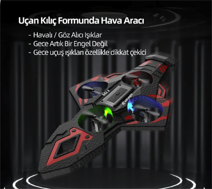F199 Kılıç Görünümlü Drone RGB Işıklı Uzaktan Kumandalı