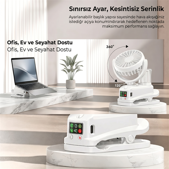 F7 Taşınabilir Mini Masaüstü Vantilatör Şarjlı El Fanı