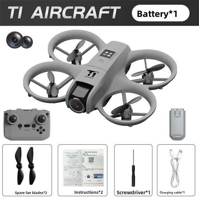 Gri T1 HD Kameralı  360° Dönüşlü taşınabilir Kompakt Drone