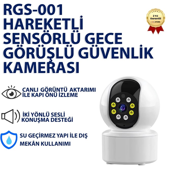 Hareketli Sensörlü Gece Görüşlü Güvenlik Kamerası RGS-001