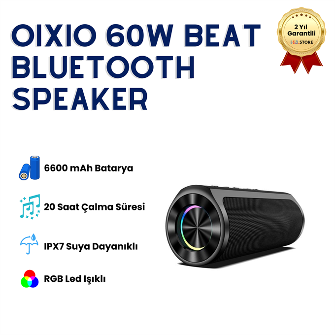 HZL BEAT 60W Su Geçirmez ipx7 Bluetooth AUX Sd Card Usb Yüksek Ses Kaliteli Hoparlör RGB Speaker