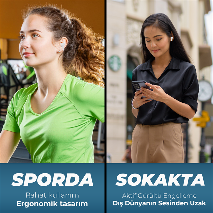 Echo Bluetooth Kulakiçi Kulaklık Yüksek Ses Kalitesi + Kaliteli Mikrofon IPX7 Uzun Pil Ömrü Apple Android Uyumlu