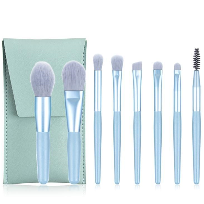 Hzl 8li Yeşil Makyaj Fırça Seti | Yeşil Çantalı Mini Set