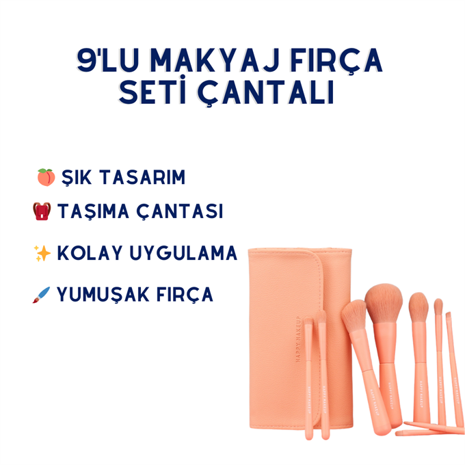 Hzl Makyaj Fırça Seti Çantalı 9lu Pembe