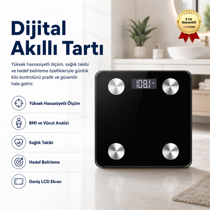 Tartı Dijital Baskül Yağ Su Kas Vücut Kitle Endeksi Kilo Ölçer Tartı Profesyonel - Diyetisyen Onayli