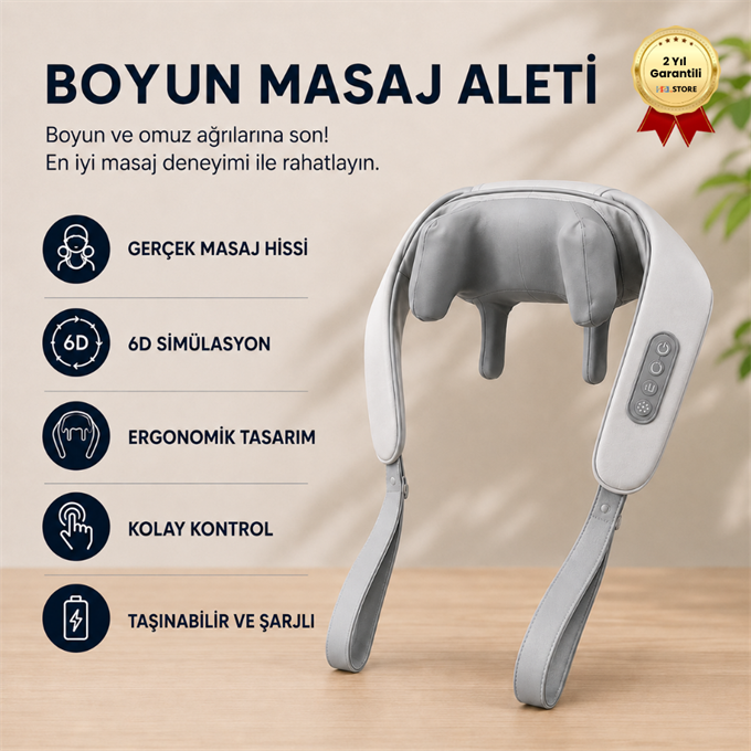 İnsan Eli Hissi Veren Şarjlı Masaj Aleti – Ovmalı, Boyun, Sırt Ve Bacak Masaj Cihazı 