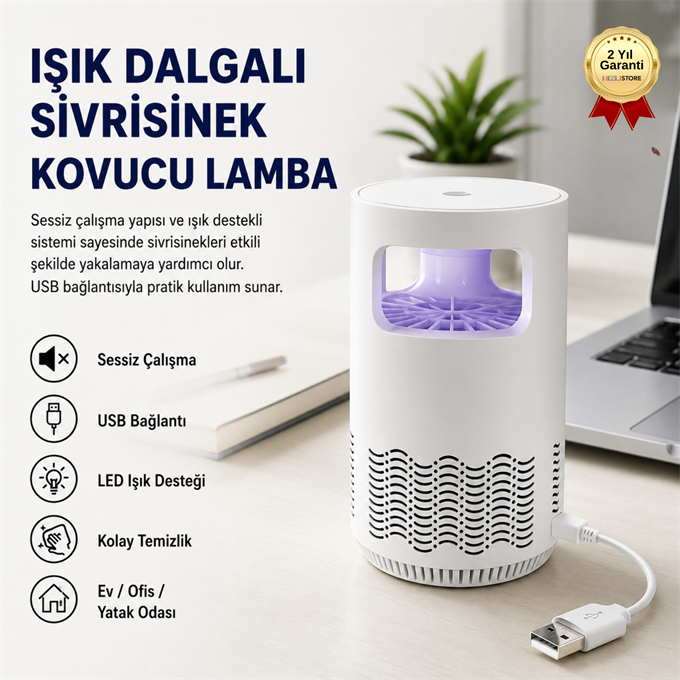Işık Dalgalı Sivrisinek Kovucu Lamba – Sessiz Çalışan LED Işıklı Sinek Yakalama Cihazı