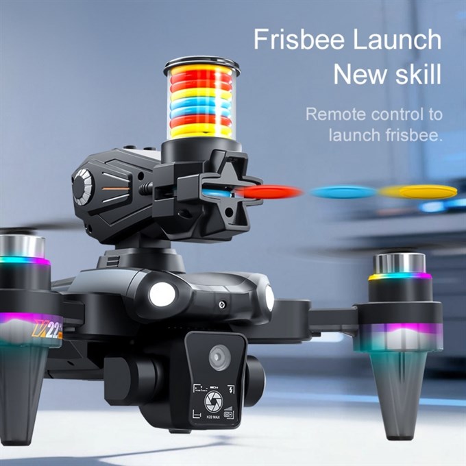 K22 WiFi HD Çift Kameralı Fırçasız Motorlu Katlanabilir Drone Frizbi (Uçan Disk) Fırlatma Özellikli