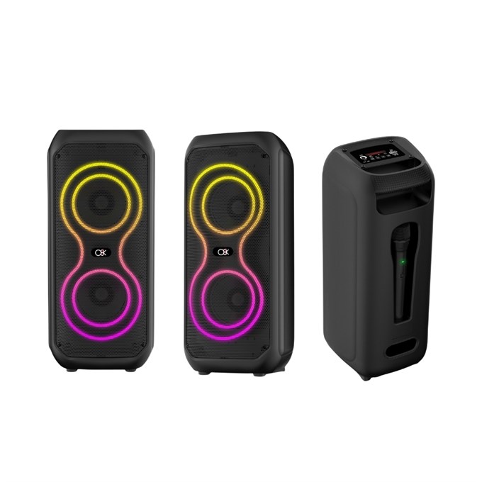 Kablosuz Bluetooth Karaoke Hoparlör Yüksek Güçlü Taşınabilir Parti Speaker Renkli LED Işık Efektli