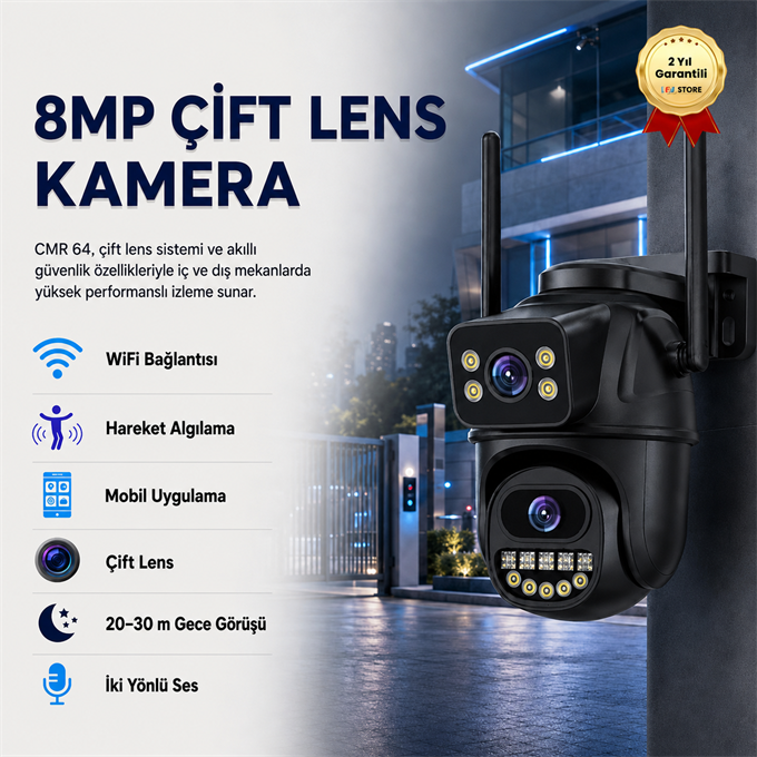Kablosuz güvenlik IP kamera 4K 8MP HD çift Lens Hareket Algılayıcı Akıllı Sensörlü Güvenlik Kamerası  