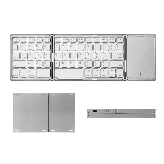 Katlanabilir Beyaz Her Cihaza Bluetooth İle Uyumlu Portatif  Taşınabilir Dokunmatik Mini Klavye