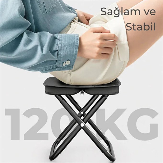 Katlanabilir Taşınabilir Kamp Taburesi ,Hafif, Dayanıklı ve Fermuarlı Saklama Bölmeli Outdoor Sandalye