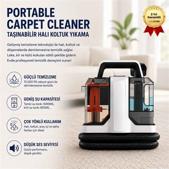 Koltuk Yıkama Portable Carpet Cleaner, Halı Makinesi, Güçlü Leke Çıkarıcı, Derinlemesine Temizlik