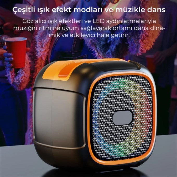 KT-SP21 Taşınabilir Bluetooth Hoparlör | Süper Bass, RGB Işık, Hi-Fi Stereo, FM Radyo, USB & TF Kart Destekli