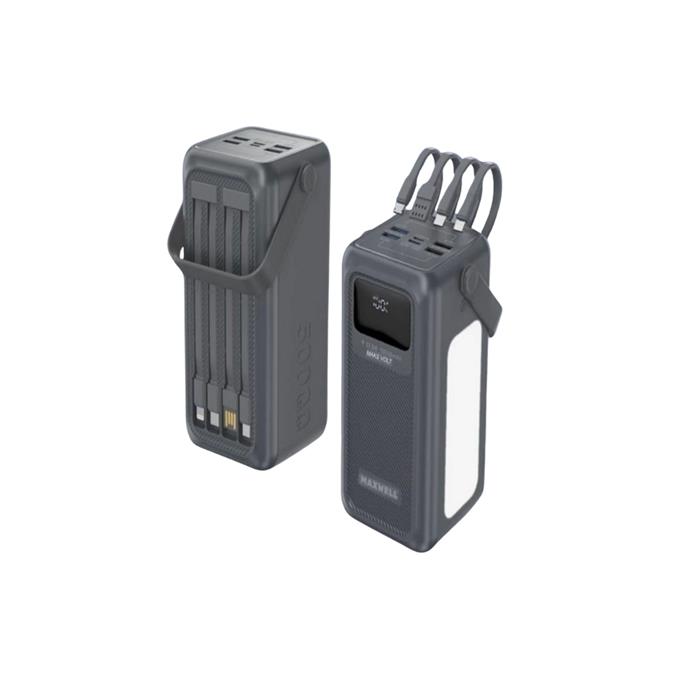 50.000mAh Dijital Göstergeli Çoklu Kablolu Taşınabilir 22.5W Hızlı Şarjlı 3 Mod Fenerli Powerbank Kamp Uyumlu Dayanıklı 5 Cihazı Aynı Anda Şarj Edebilir
