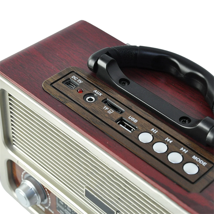 M-111BT Nostaljik USB SD TF Kart Destekli Nostaljik Ahşap Görünümlü Retro Bluetooth Radyo