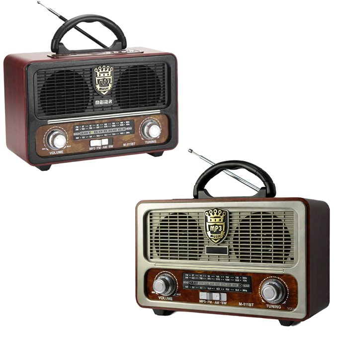 M-111BT Nostaljik USB SD TF Kart Destekli Nostaljik Ahşap Görünümlü Retro Bluetooth Radyo