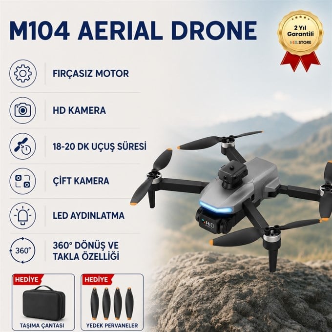 M104 Drone,Fırçasız Motorlu, 360° Dönüş ve Takla Özellliği ile Akıllı Drone