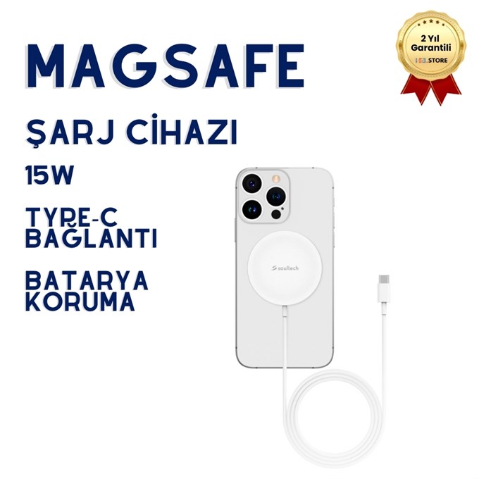 MagSafe 15W Kablosuz Hızlı Şarj Cihazı - Beyaz