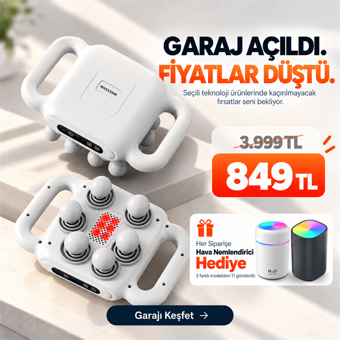 OUTLET/TEŞHİR Beyaz 2000mAh  6 Başlıklı Titreşimli Elektrikli Vücut Masaj Cihazı 